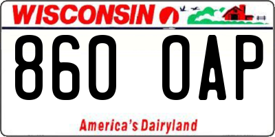 WI license plate 860OAP