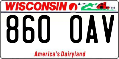 WI license plate 860OAV