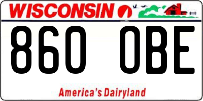 WI license plate 860OBE