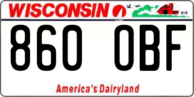 WI license plate 860OBF
