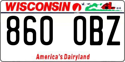 WI license plate 860OBZ