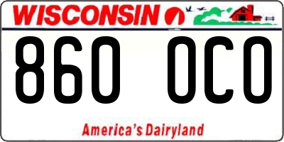 WI license plate 860OCO