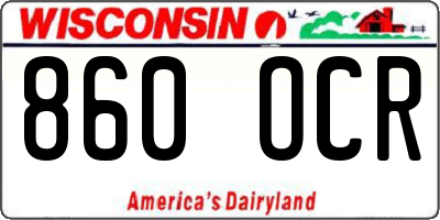 WI license plate 860OCR