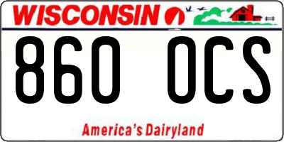 WI license plate 860OCS
