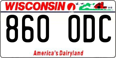 WI license plate 860ODC