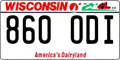WI license plate 860ODI