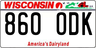 WI license plate 860ODK