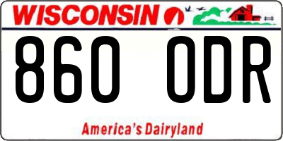 WI license plate 860ODR
