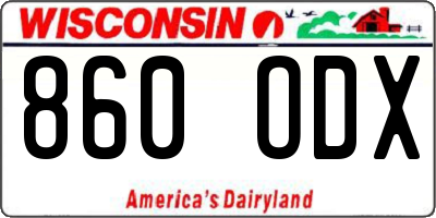 WI license plate 860ODX