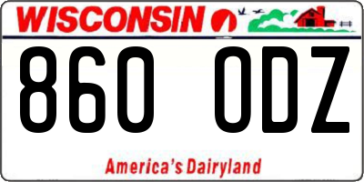 WI license plate 860ODZ