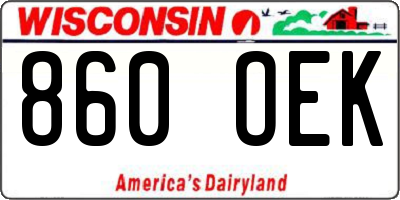 WI license plate 860OEK