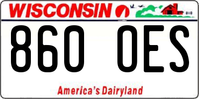 WI license plate 860OES