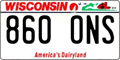 WI license plate 860ONS