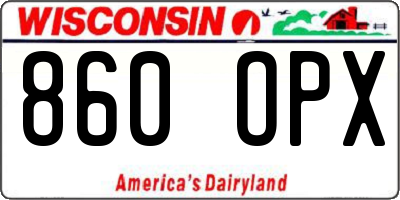WI license plate 860OPX