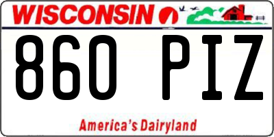 WI license plate 860PIZ