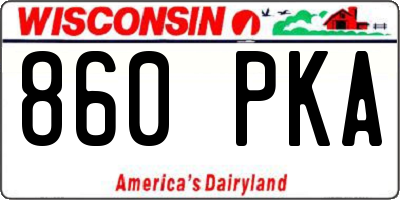 WI license plate 860PKA