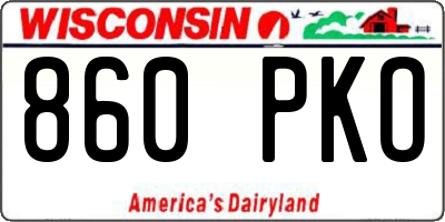 WI license plate 860PKO