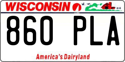 WI license plate 860PLA