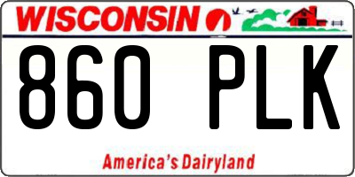 WI license plate 860PLK