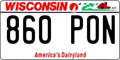WI license plate 860PON