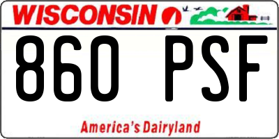 WI license plate 860PSF