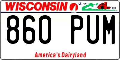 WI license plate 860PUM