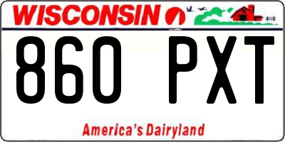 WI license plate 860PXT