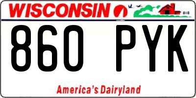 WI license plate 860PYK