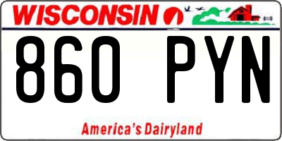 WI license plate 860PYN
