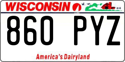 WI license plate 860PYZ