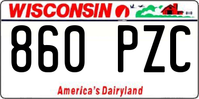 WI license plate 860PZC