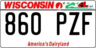 WI license plate 860PZF