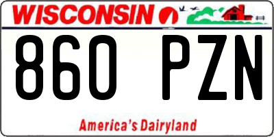 WI license plate 860PZN