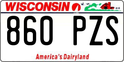 WI license plate 860PZS