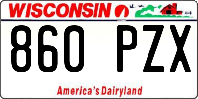 WI license plate 860PZX