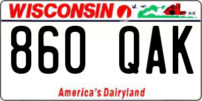 WI license plate 860QAK