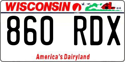 WI license plate 860RDX