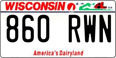WI license plate 860RWN