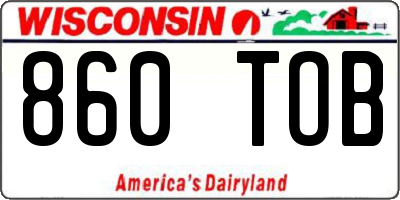 WI license plate 860TOB