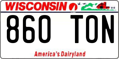 WI license plate 860TON