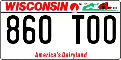 WI license plate 860TOO