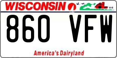 WI license plate 860VFW