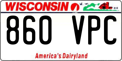 WI license plate 860VPC