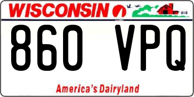 WI license plate 860VPQ