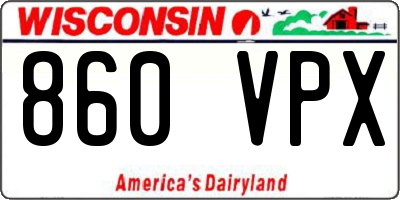 WI license plate 860VPX