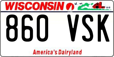 WI license plate 860VSK