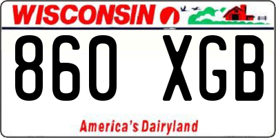 WI license plate 860XGB
