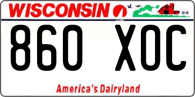 WI license plate 860XOC