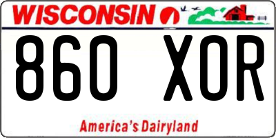 WI license plate 860XOR