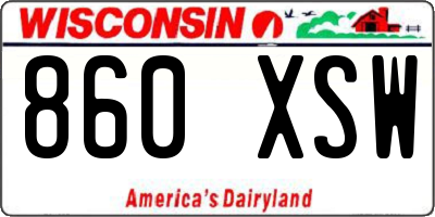 WI license plate 860XSW